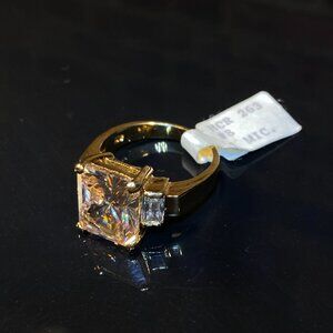 Carole Lombard 10.14 ct emerald-cut champagne CZ diamond Ring - Size 8